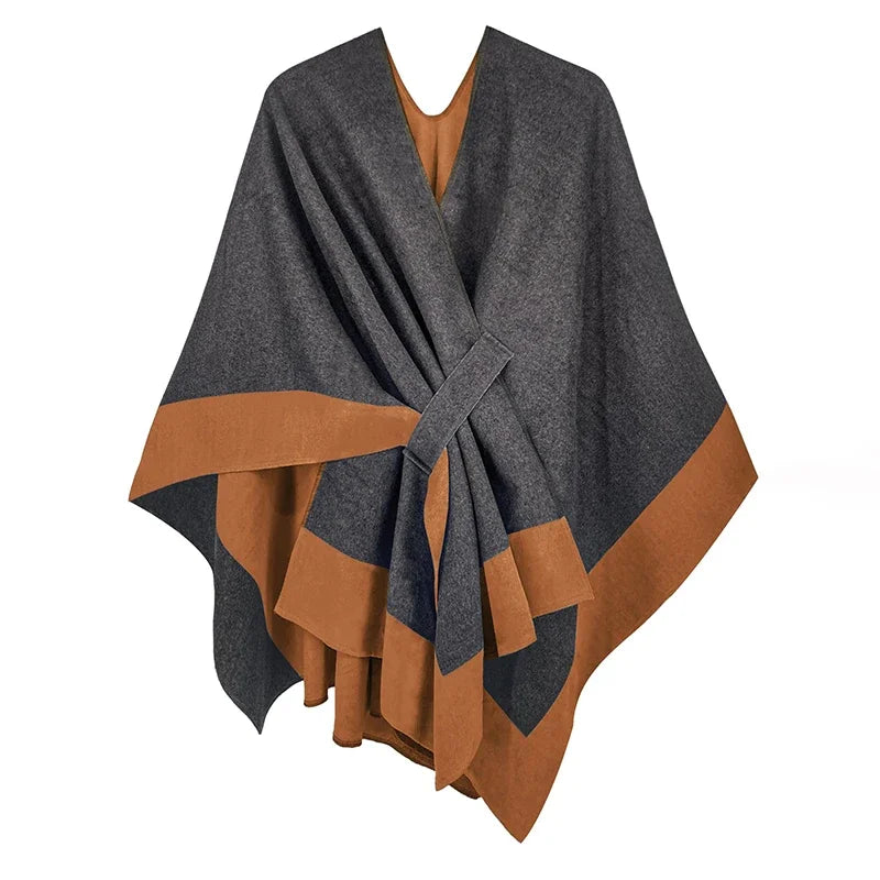 Luxury winter poncho for women, warm, stylish, and perfect for cozy, windproof outing
