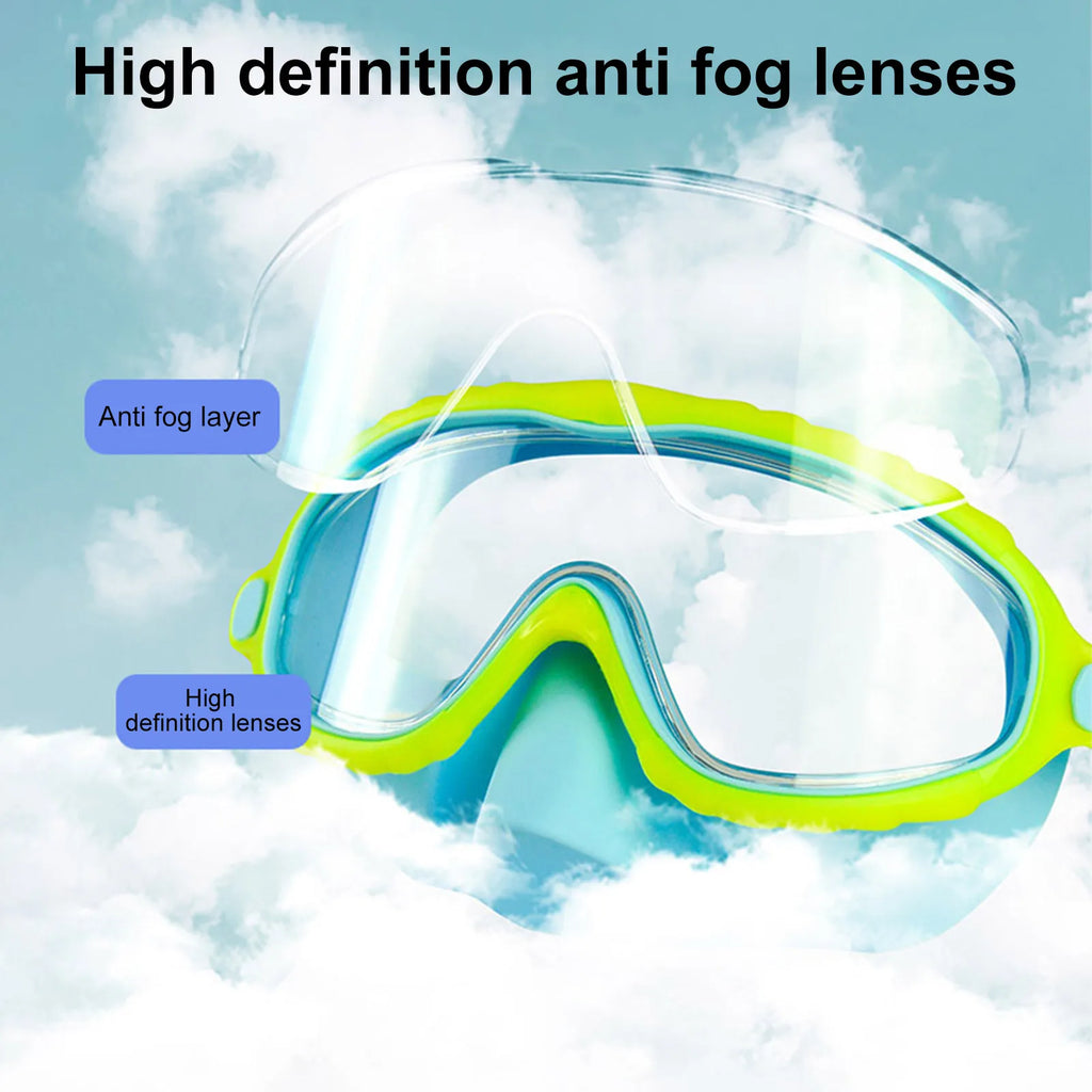 Swim Goggles with Nose Cover Wide Field Of View Diving Mask Anti-Fog Anti-Leak ,Toddler Swimming Goggles For Kids Ages 3-15