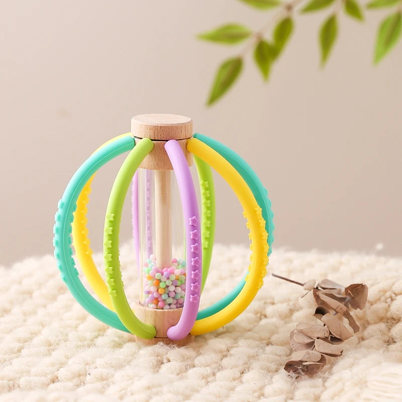 Baby Wooden Rain Drum Rattle – Sensory & Teething Toy