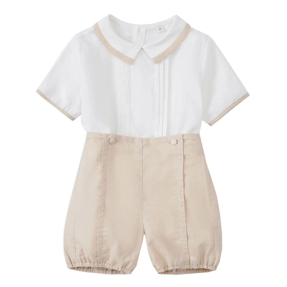 Boys Summer Gentleman 2-Piece Set – Shirt & Shorts