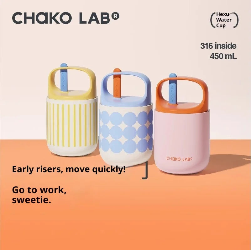 Chakolab 450ML Breakfast Cup With Lid Silicone Spoon 316 Stainless Steel Thermos Kettle