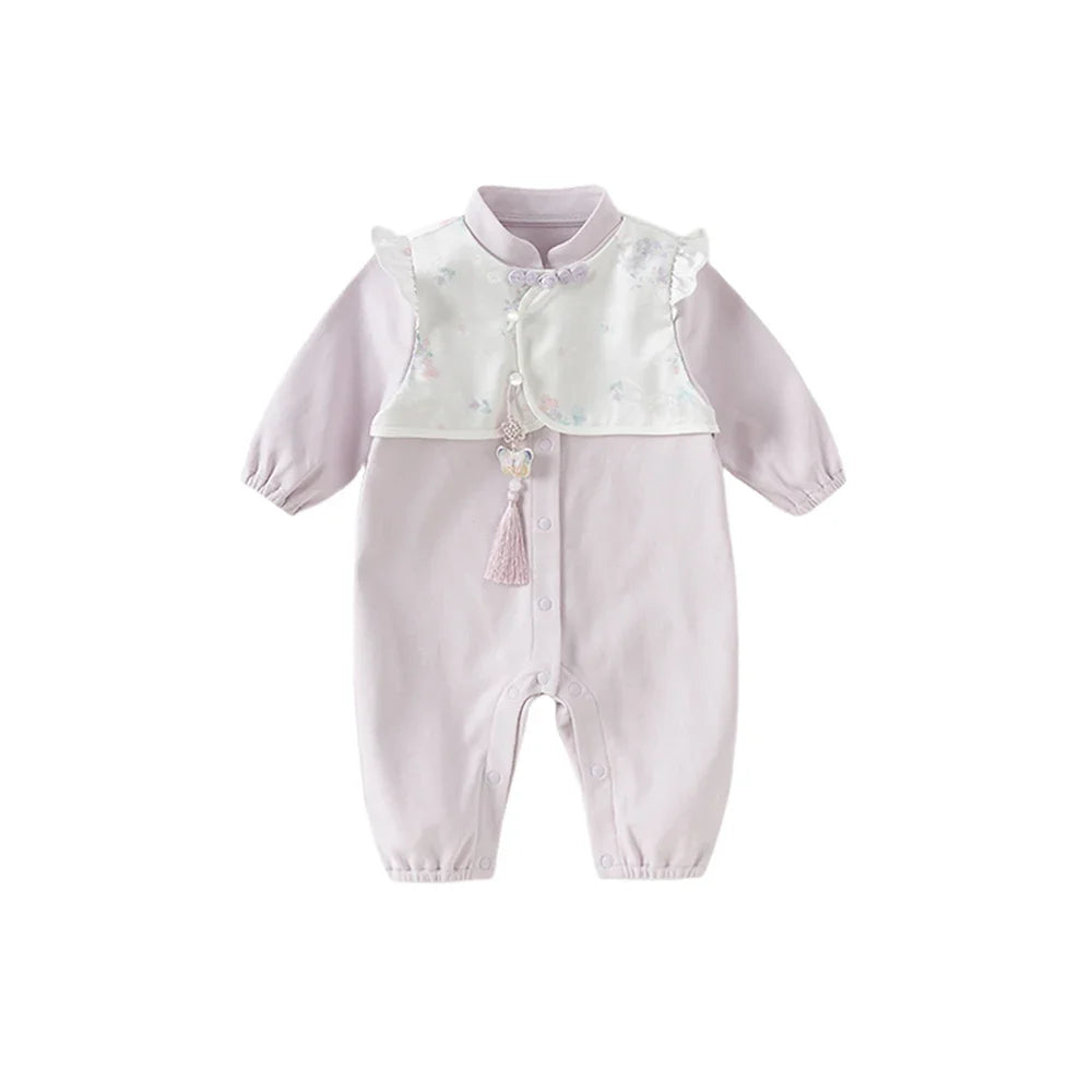 Dave Bella Brand Baby Jumpsuit Cute Comfortable Purple Print Cotton Newborn