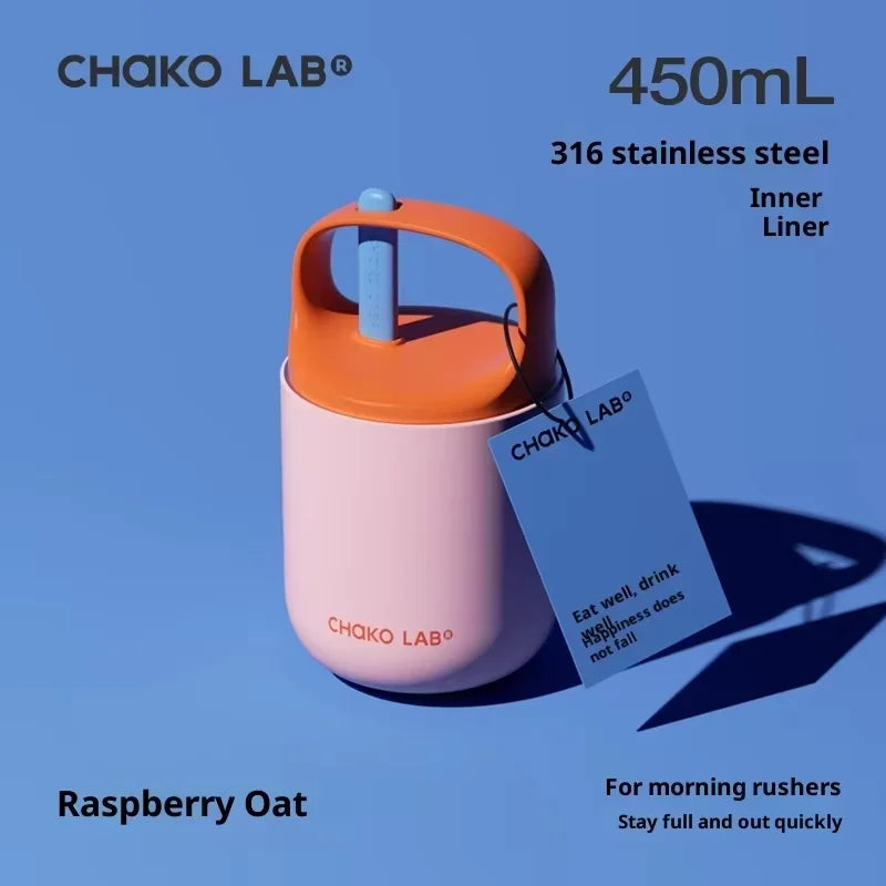 Chakolab 450ML Breakfast Cup With Lid Silicone Spoon 316 Stainless Steel Thermos Kettle