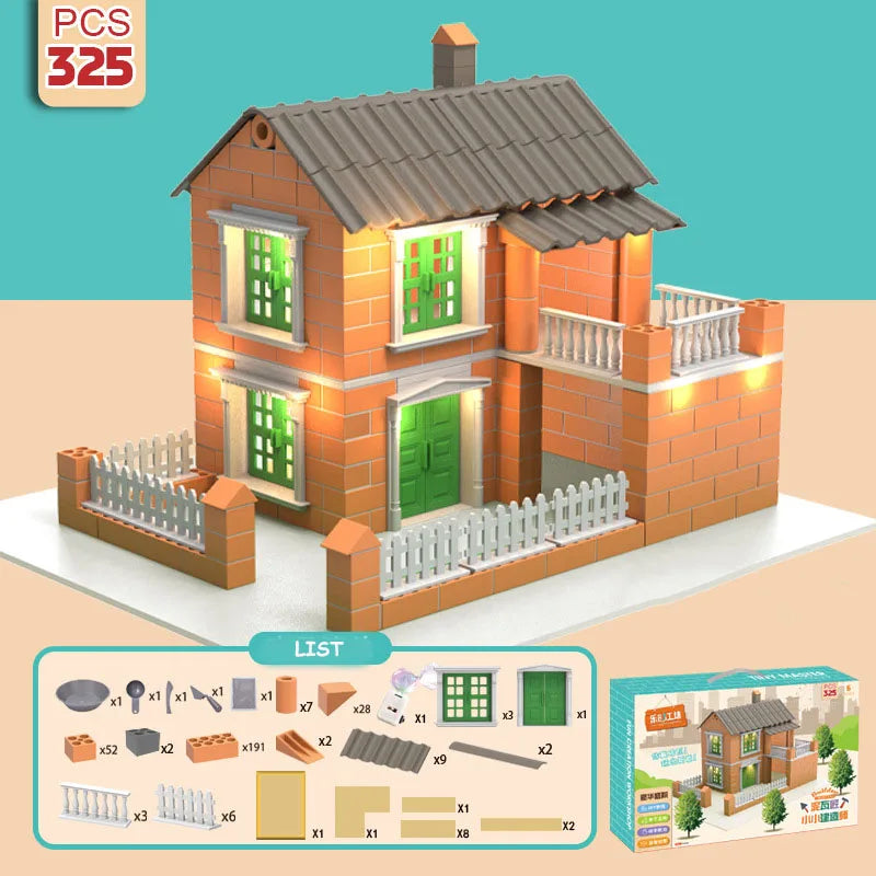 Brick Dollhouse Casa Miniature With LED Kit Mini Villa Building Model Doll Houses Assemble Toy for Children Gifts