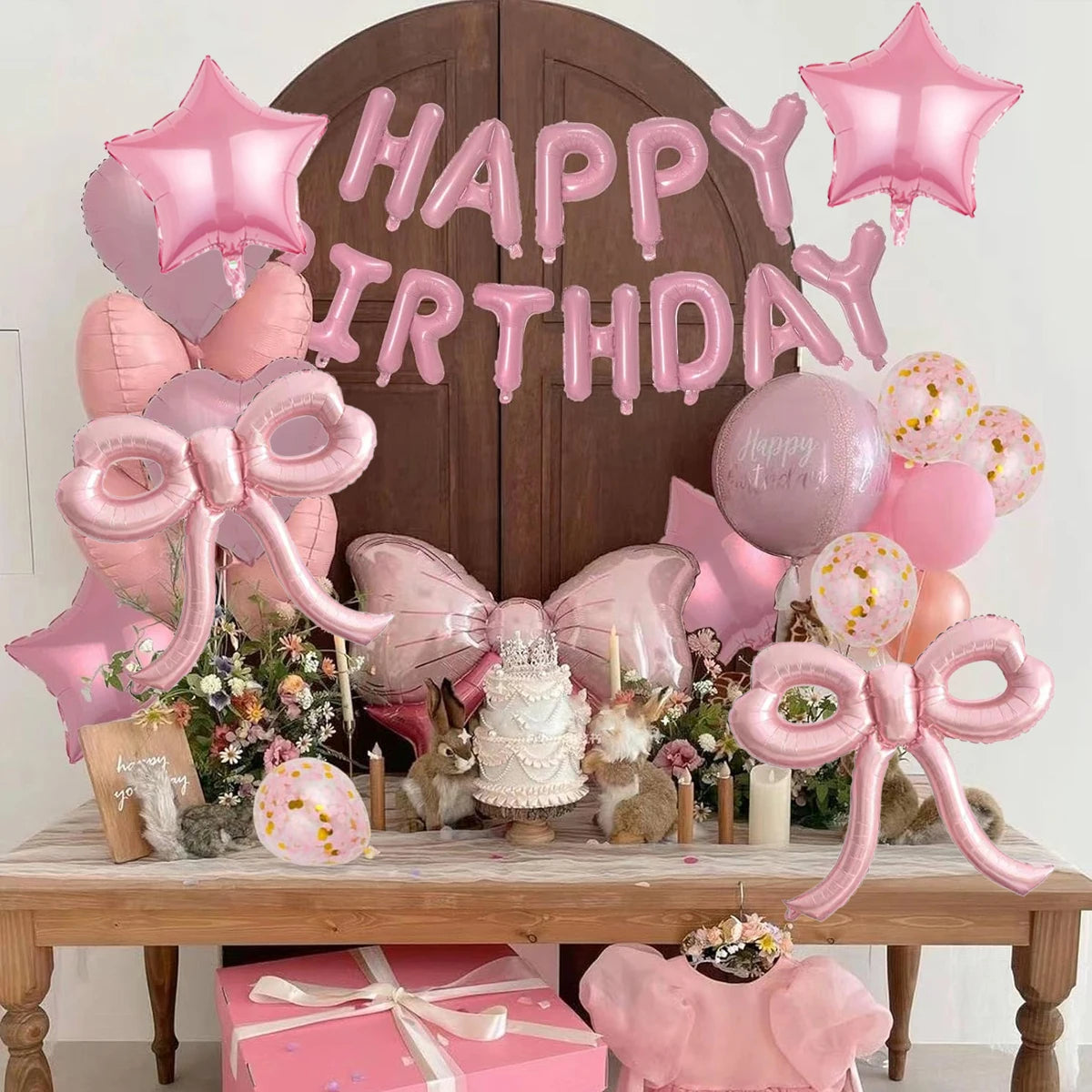 Pink balloon set birthday