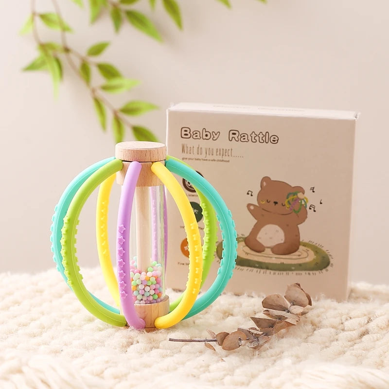 Baby Wooden Rain Drum Rattle – Sensory & Teething Toy