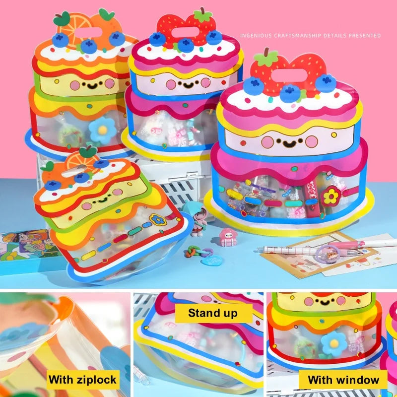 20pcs cute cartoon candy bags with handles – perfect for kids’ snacks, cookies, and birthday party treats.