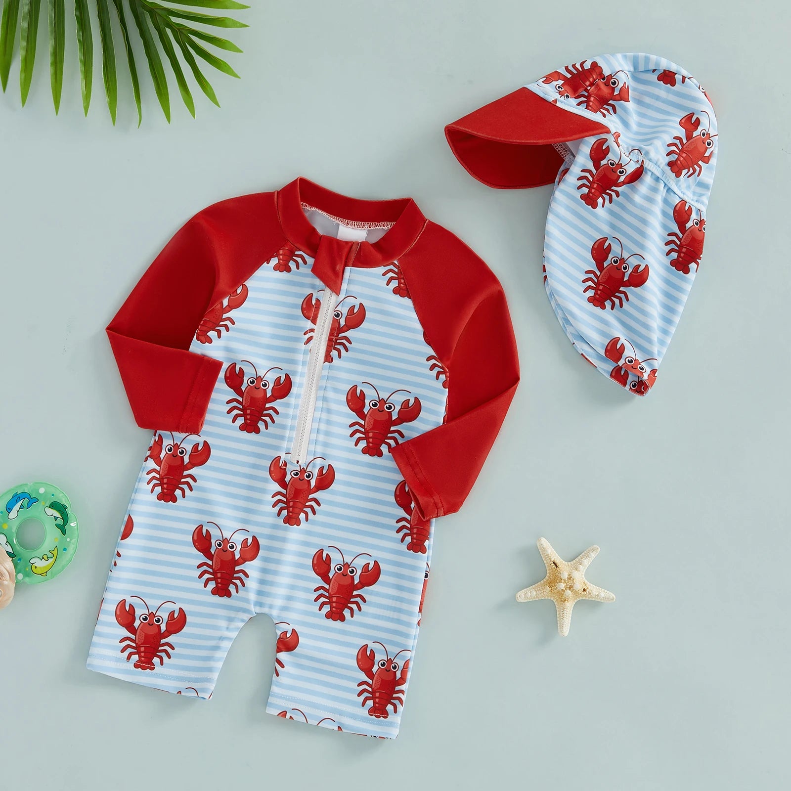 Toddler Boys Swimsuit 2Pcs Set Long Sleeve