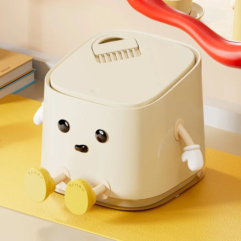 Modern Desktop Garbage Bin – Easy Press Lid Design