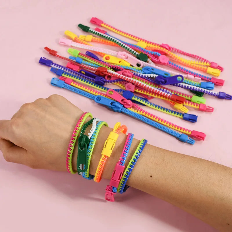 12/24pcs zipper bracelets – fun anti-stress fidget toys for kids party favors