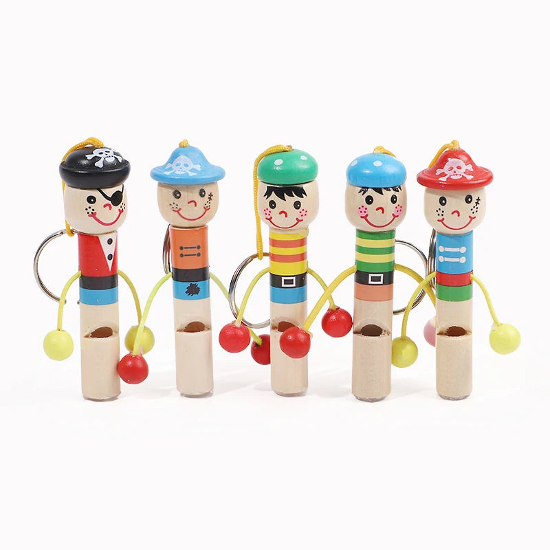 5/12/20pcs wooden pirate whistles – fun kids party favors.
