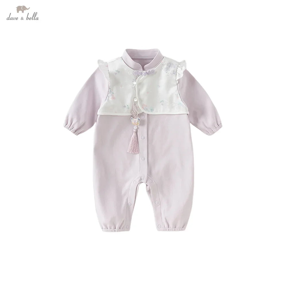 Dave Bella Brand Baby Jumpsuit Cute Comfortable Purple Print Cotton Newborn