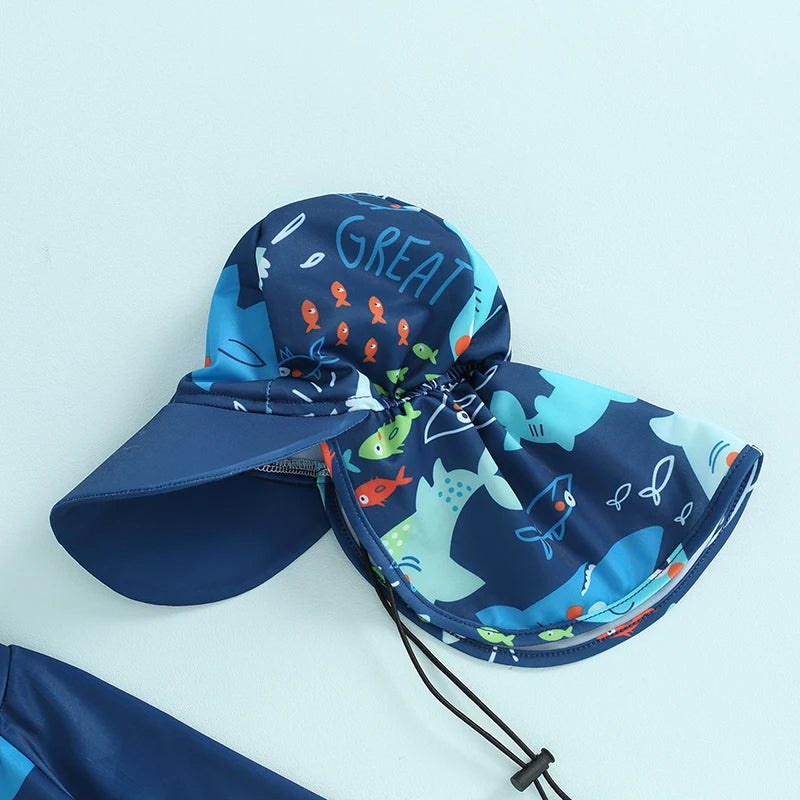 Baby Boys Swimwear Fish Print Long Sleeve set