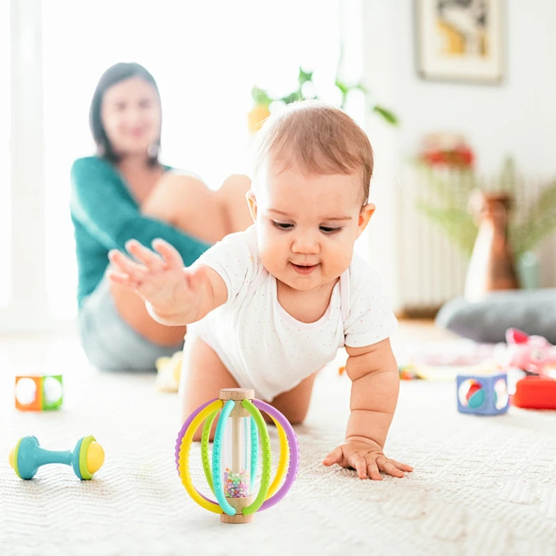 Baby Wooden Rain Drum Rattle – Sensory & Teething Toy