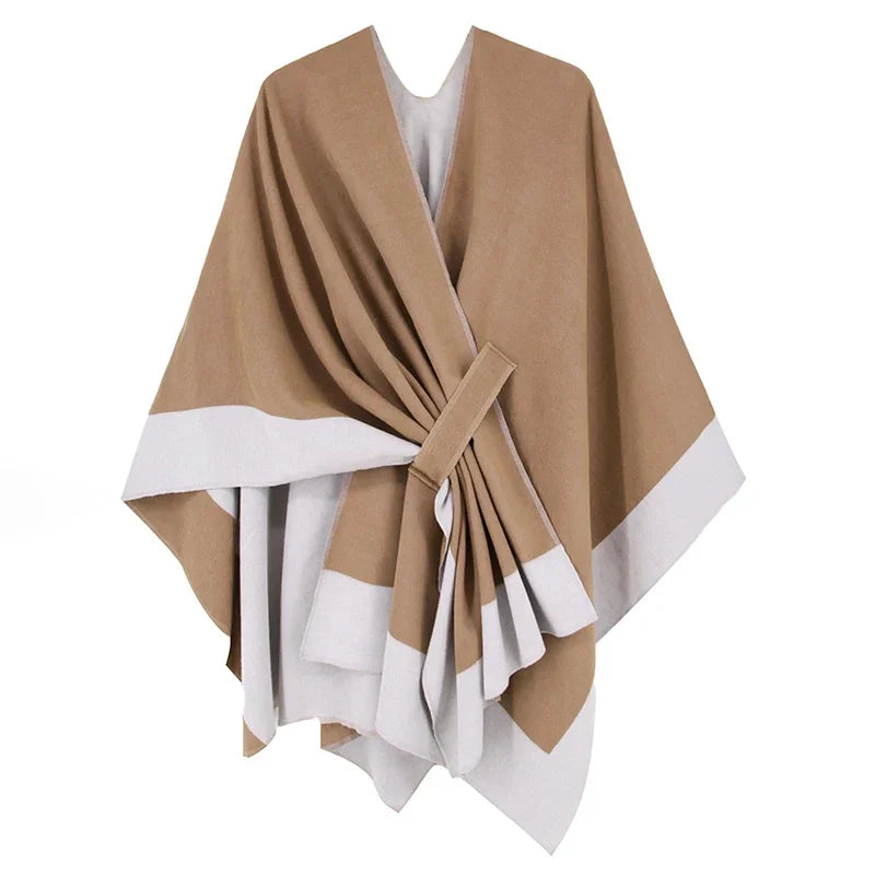Luxury winter poncho for women, warm, stylish, and perfect for cozy, windproof outing