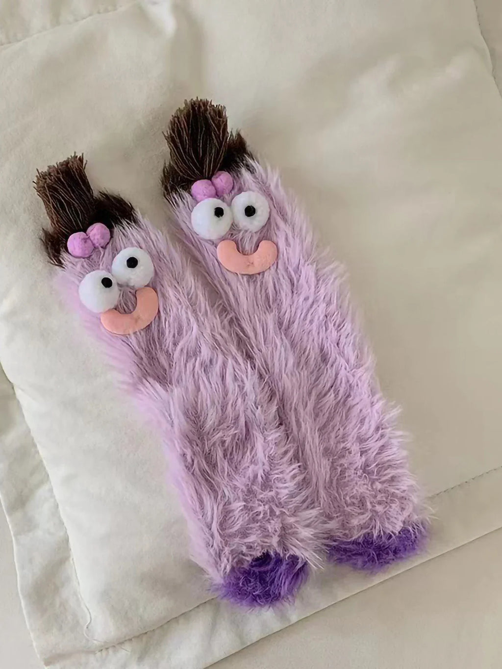 1 Pair of Funny Sleep Socks, Ugly, Cute and Versatile Little Monster Socks