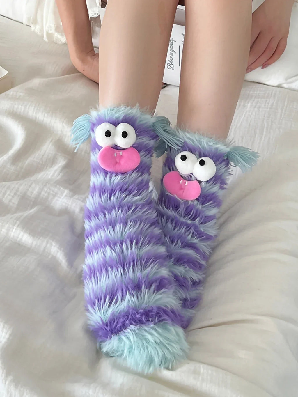 1 Pair of Funny Sleep Socks, Ugly, Cute and Versatile Little Monster Socks