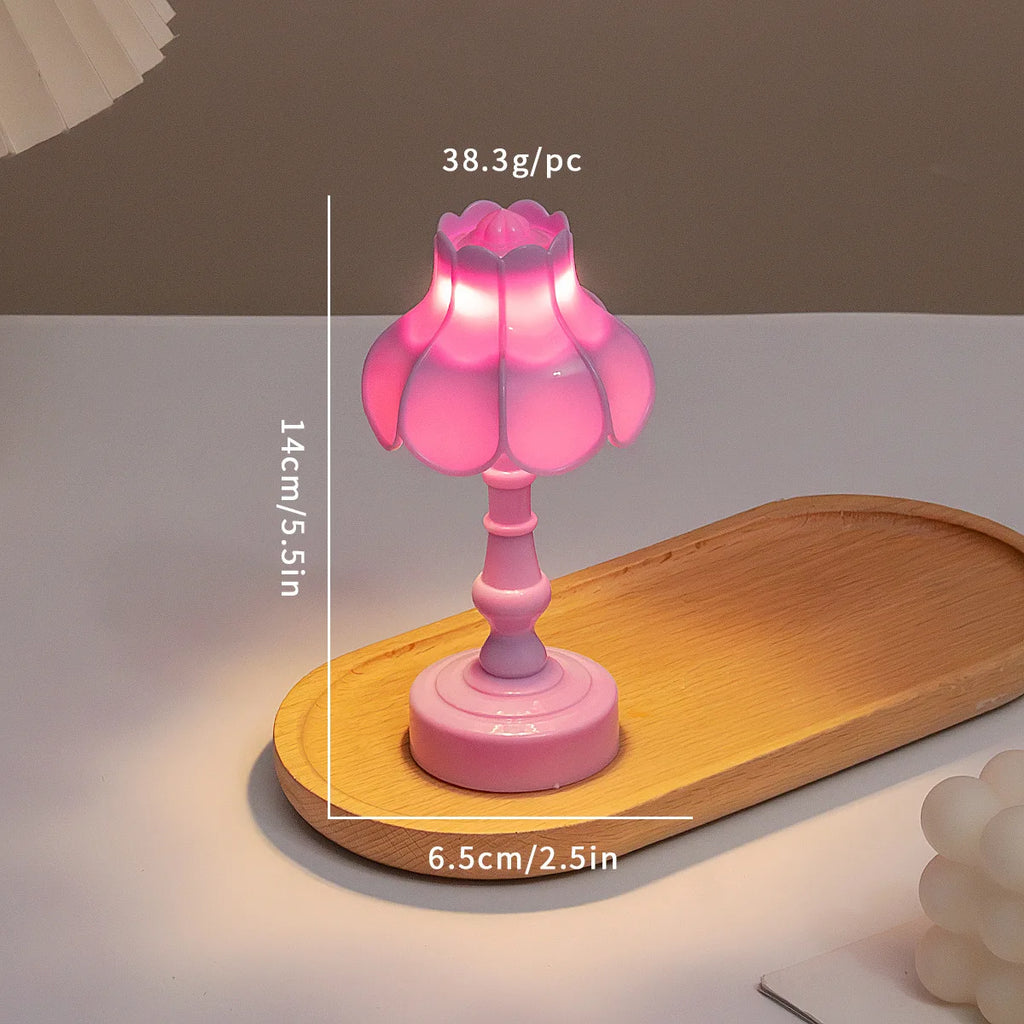Miniature Flower Bud Table Lamp Night Light Furniture Home Model Decor Toy Doll, House Accessories Table
