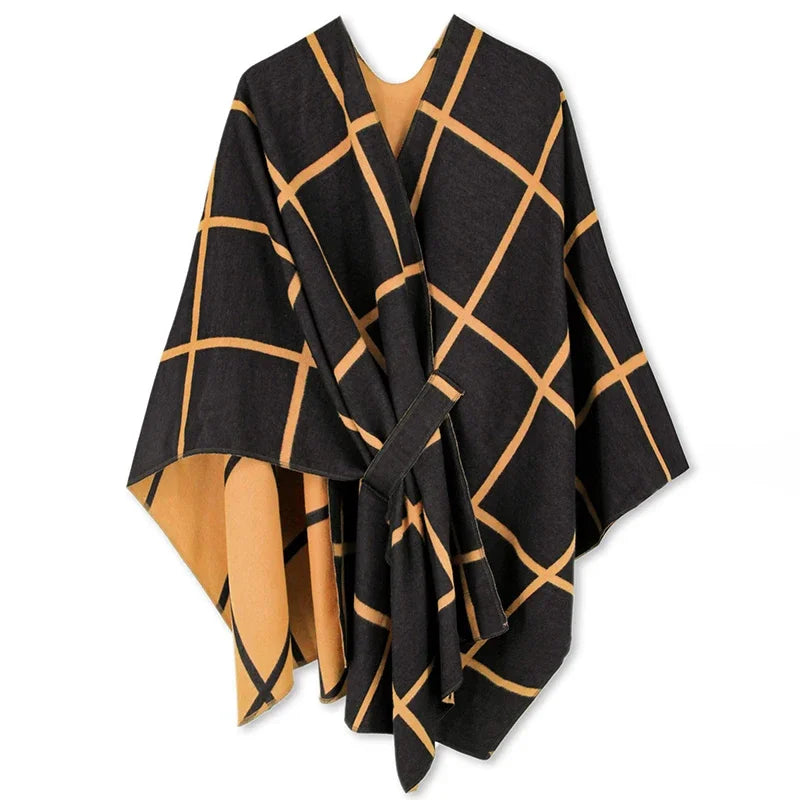 Luxury winter poncho for women, warm, stylish, and perfect for cozy, windproof outing