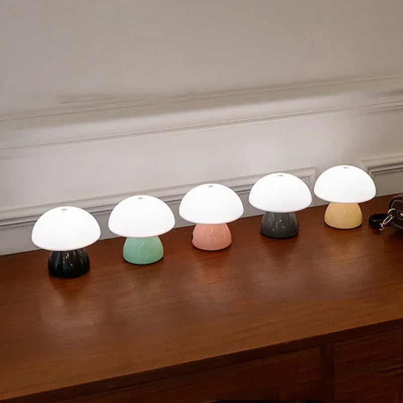 Mushroom LED Table Lamp Touch Dimming USB Charging