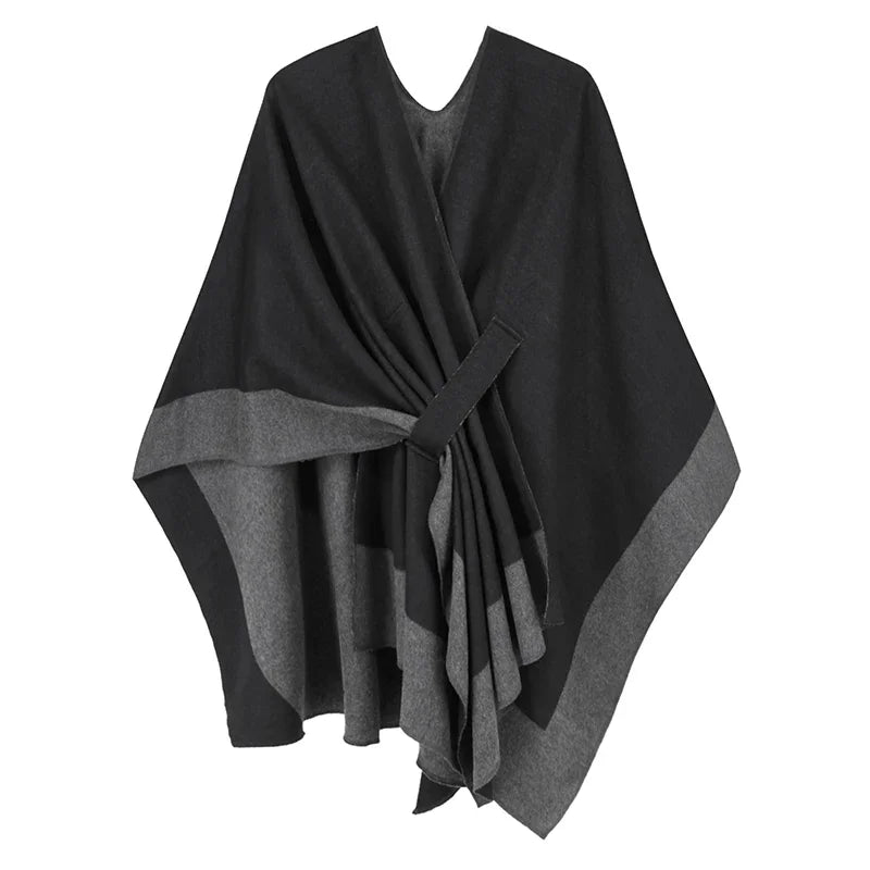 Luxury winter poncho for women, warm, stylish, and perfect for cozy, windproof outing