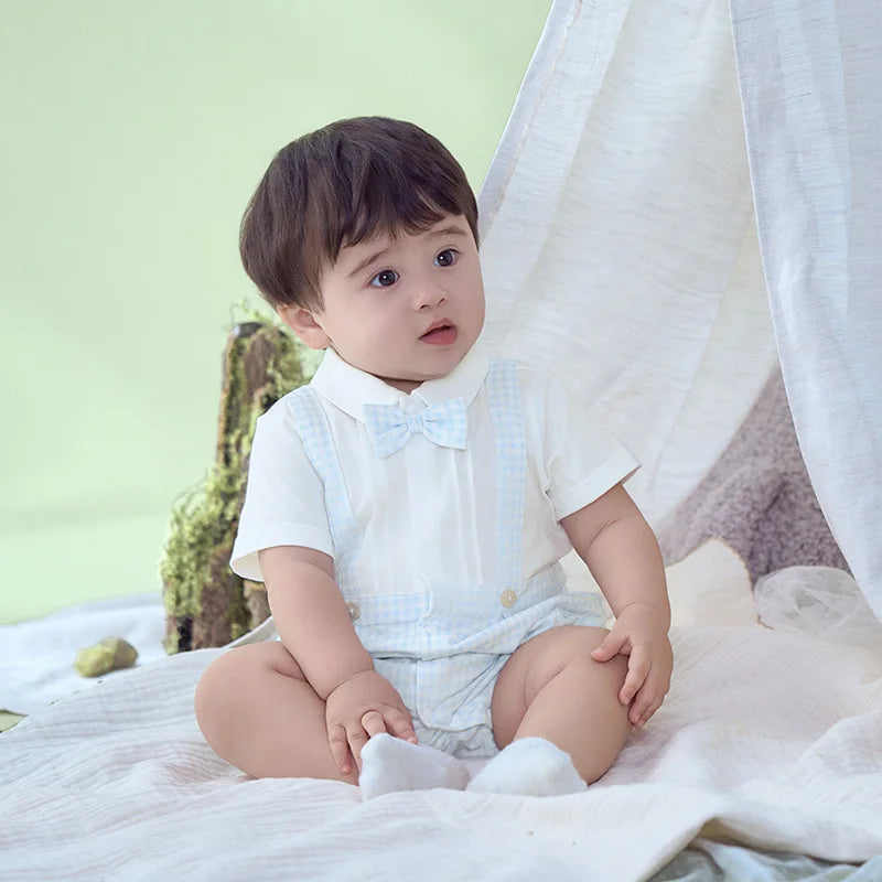 Dave Bella Short Sleeve Cotton Baby Jumpsuit