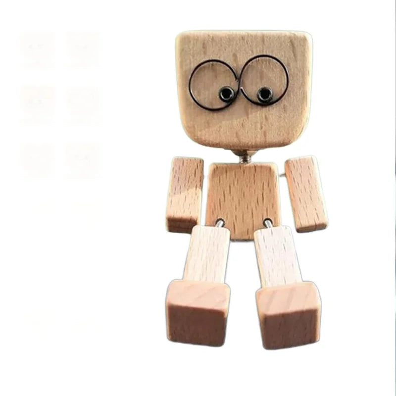 Shaking Man Statue Handmade Wooden Man Figurine with Shaking Feet , Unique Car  Decoration