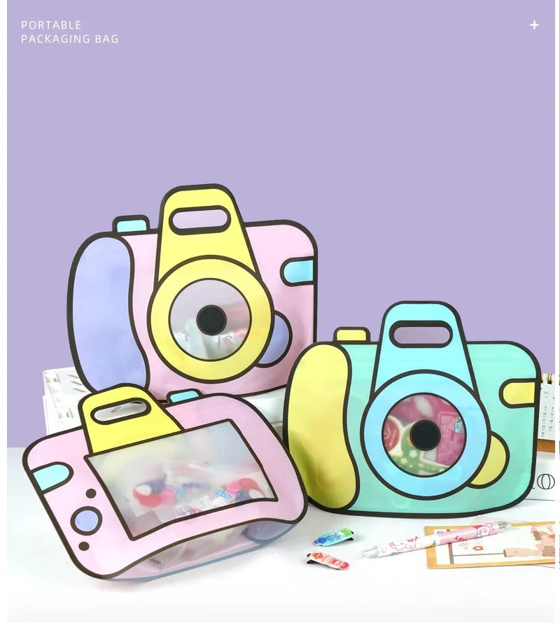 20pcs cartoon camera candy bags with window – cute snack pouches for kids’ party treats.