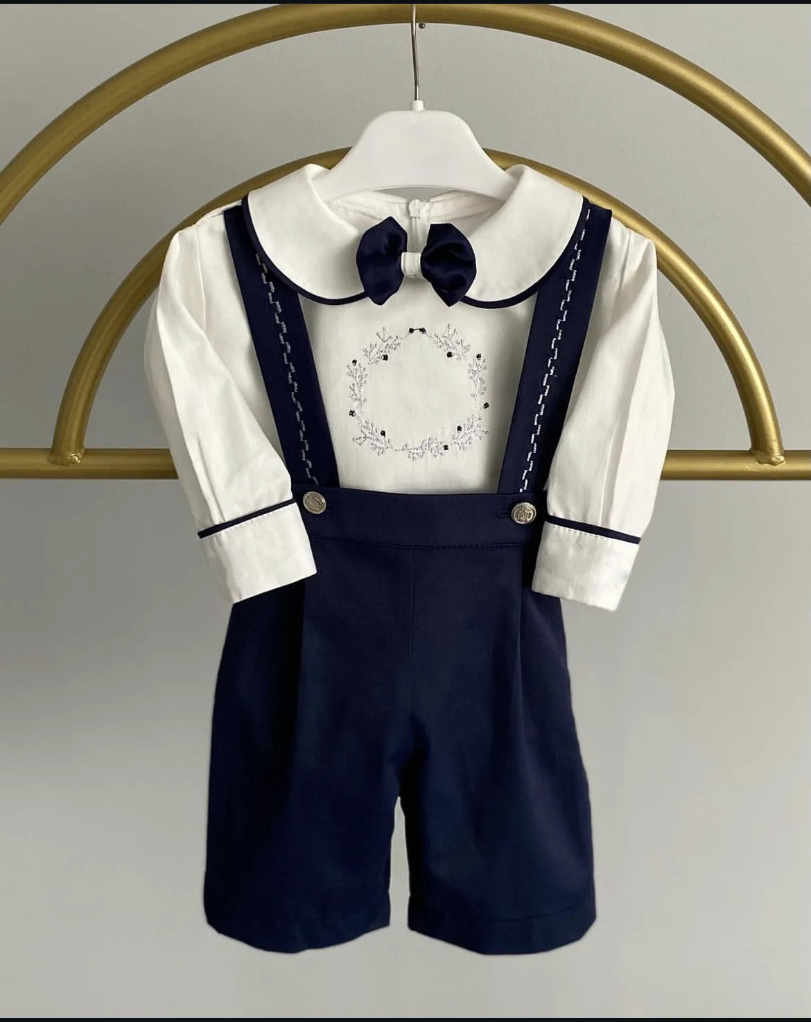 Baby Boy Navy Velvet Vintage Set – Eid & Party Suit