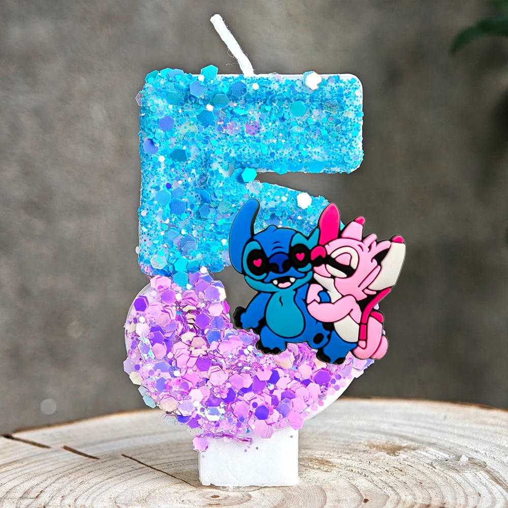 Lilo & Stitch Candle Number 0-9 Anime Digital Stitch Angel Children Themed Party Candles Baby Shower Party Gifts