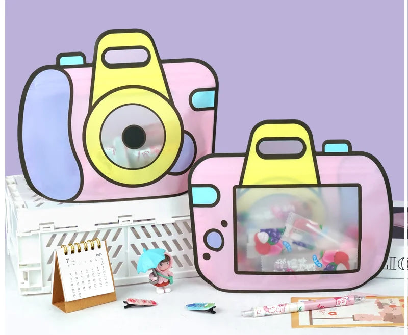 20pcs cartoon camera candy bags with window – cute snack pouches for kids’ party treats.