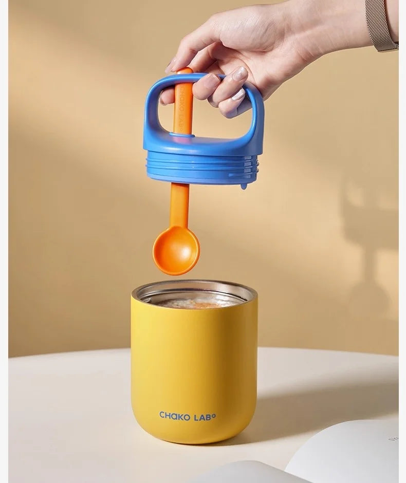Chakolab 450ML Breakfast Cup With Lid Silicone Spoon 316 Stainless Steel Thermos Kettle
