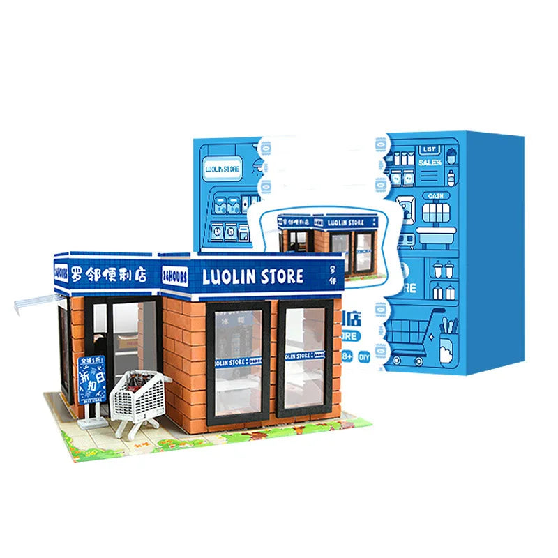 Brick Dollhouse Casa Miniature With LED Kit Mini Villa Building Model Doll Houses Assemble Toy for Children Gifts