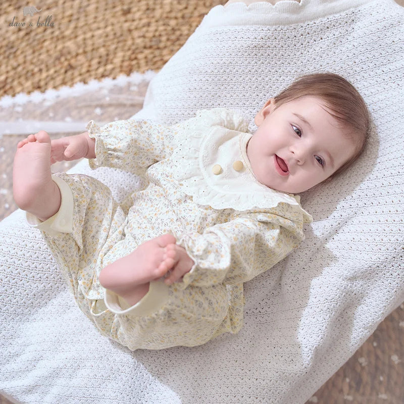 Dave Bella Spring Floral Cotton Romper for Baby Girls