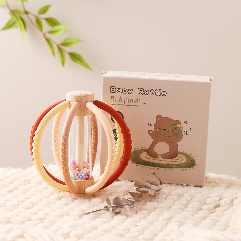 Baby Wooden Rain Drum Rattle – Sensory & Teething Toy