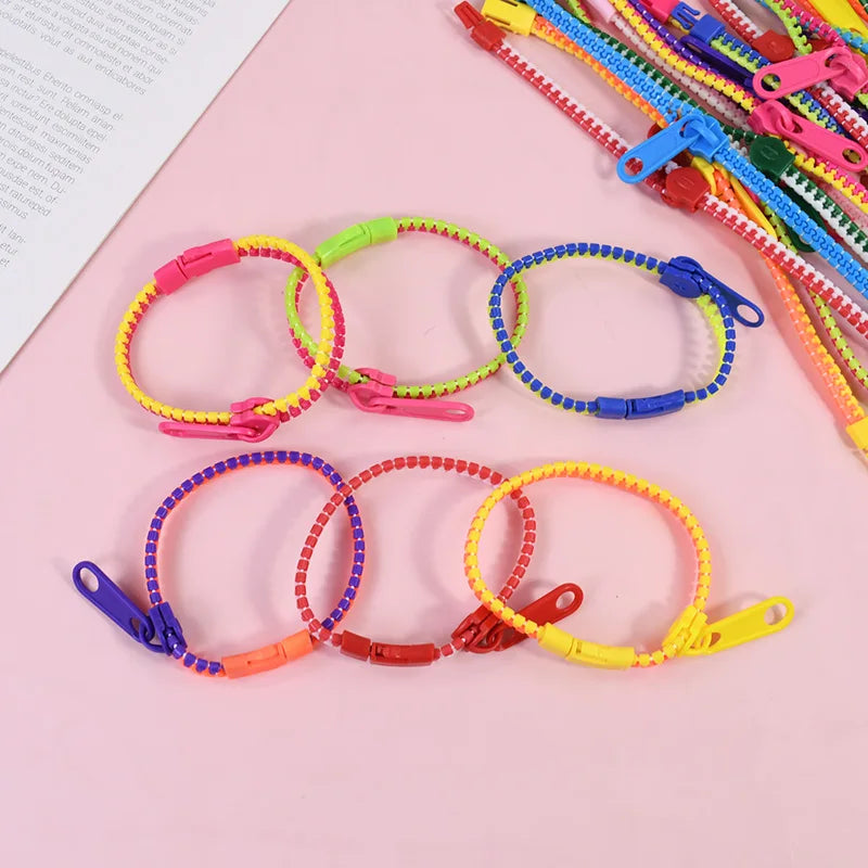 12/24pcs zipper bracelets – fun anti-stress fidget toys for kids party favors