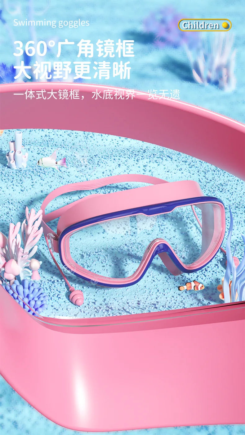Goggles Large Frame Waterproof and Anti Fog Swimming