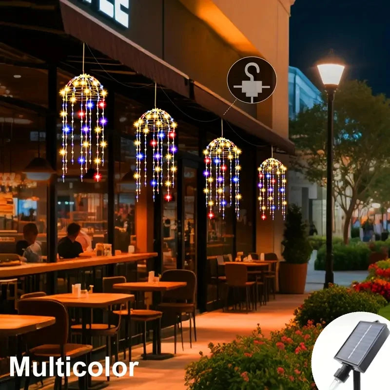 4pcs Solar Hanging Jellyfish Lights 8 Modes Waterproof LED Outdoor