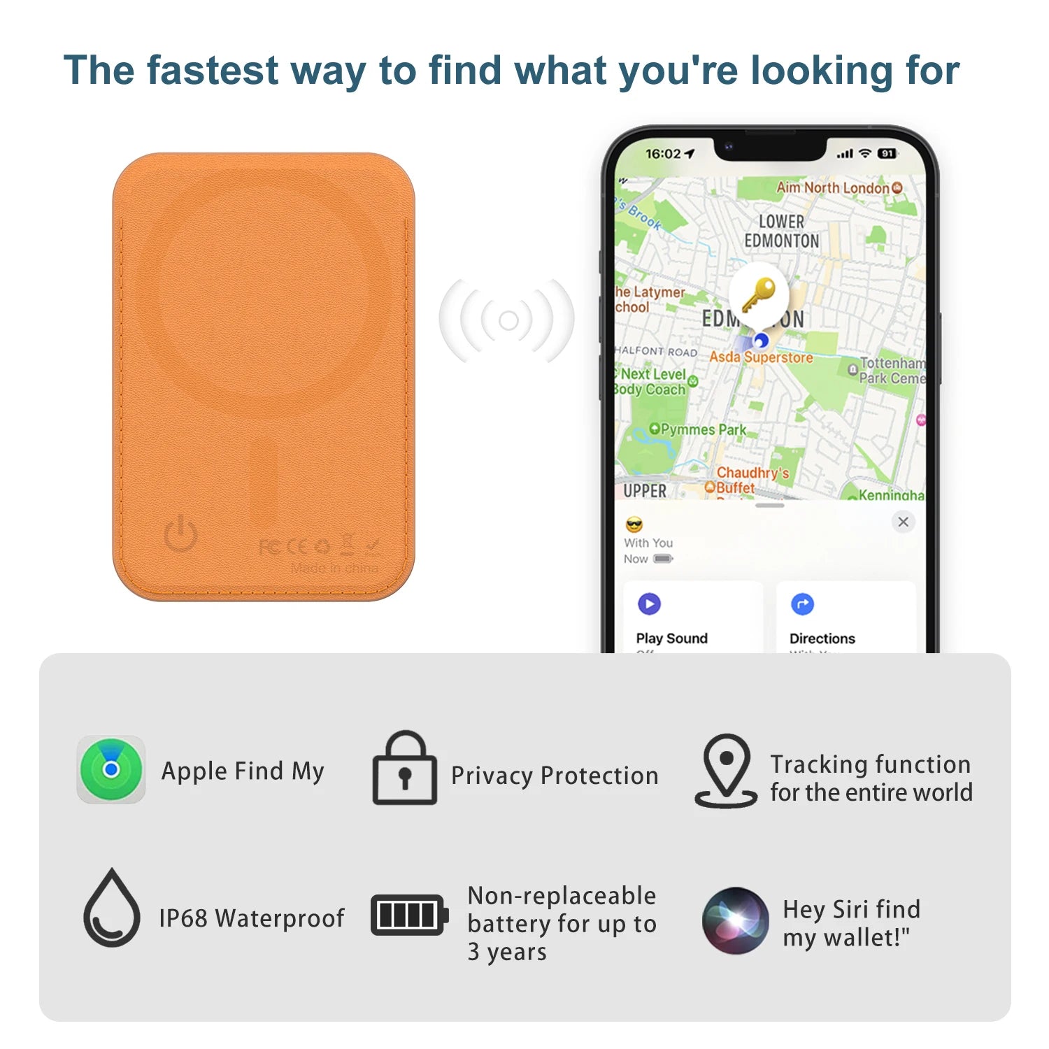 Trackable Magnetic Card Holder Leather Tracker Smart MagSafe Wallet Work with Find My Built in For iPhone 16/15/14 Series