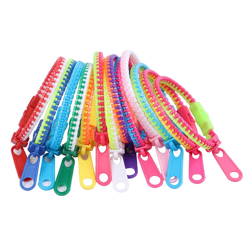 12/24pcs zipper bracelets – fun anti-stress fidget toys for kids party favors