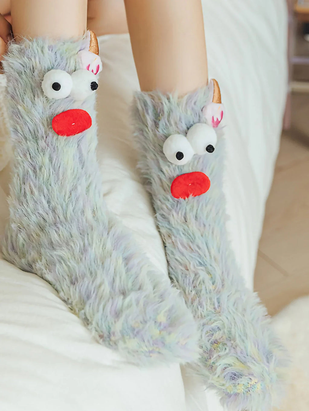 1 Pair of Funny Sleep Socks, Ugly, Cute and Versatile Little Monster Socks