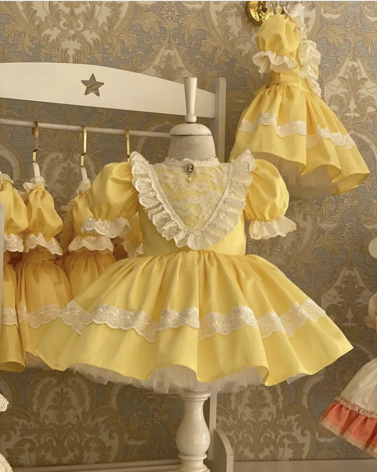 Vintage Princess Yellow Dress for Eid or Party