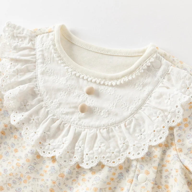 Dave Bella Spring Floral Cotton Romper for Baby Girls