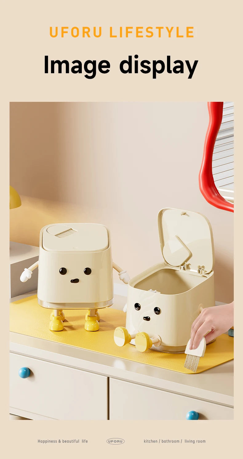 Modern Desktop Garbage Bin – Easy Press Lid Design