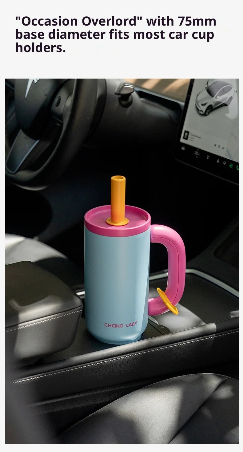 Chakolab 1050ML Large Capacity Straw Thermos Cup 316 Stainless Steel Camping Coffee Cups Portable Outdoor Water Glasses