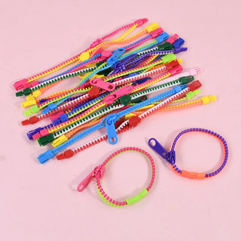12/24pcs zipper bracelets – fun anti-stress fidget toys for kids party favors