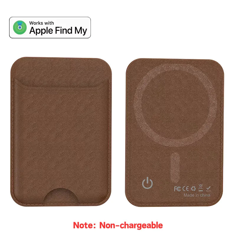 Trackable Magnetic Card Holder Leather Tracker Smart MagSafe Wallet Work with Find My Built in For iPhone 16/15/14 Series