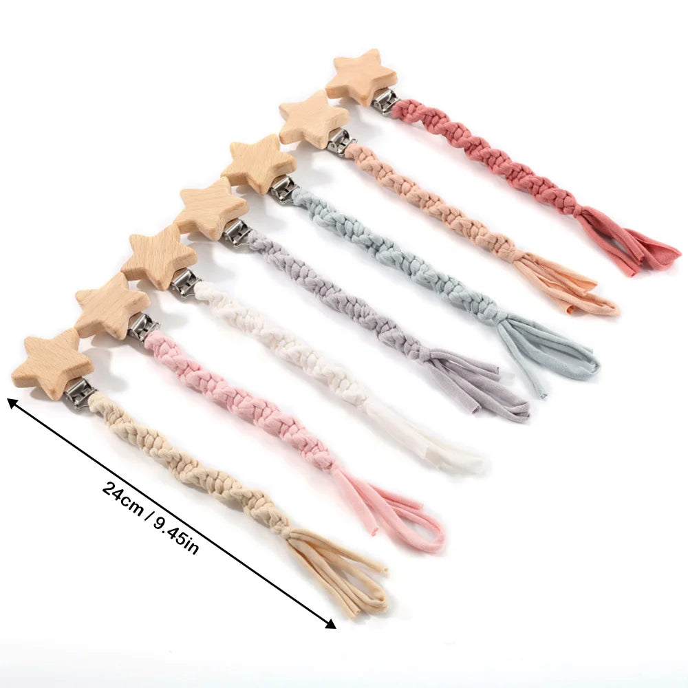 Woven Pacifier Clip with Star Charm