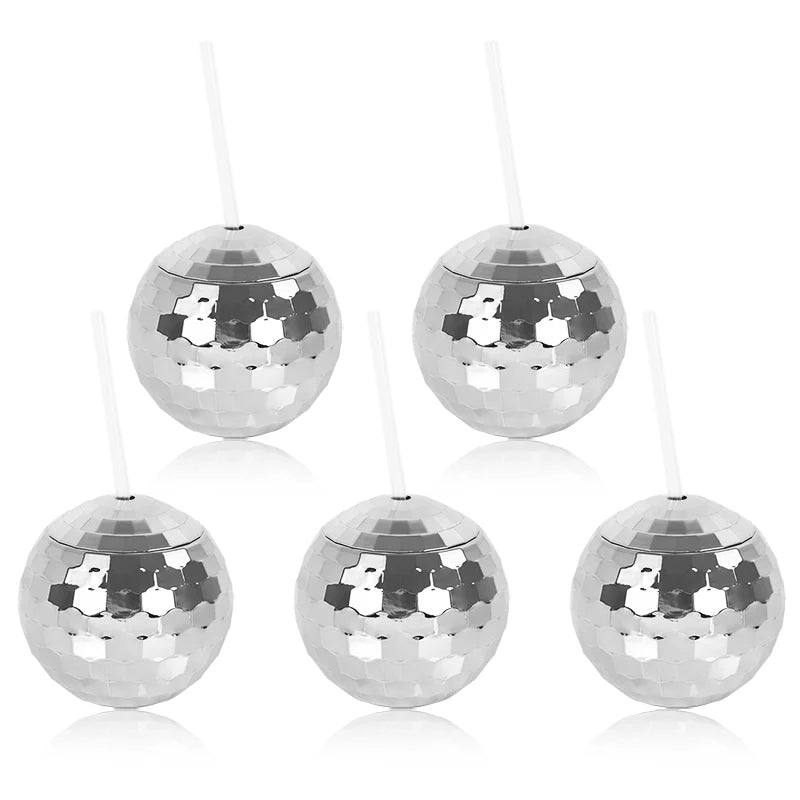 5Pcs Disco Ball Cup with Straw