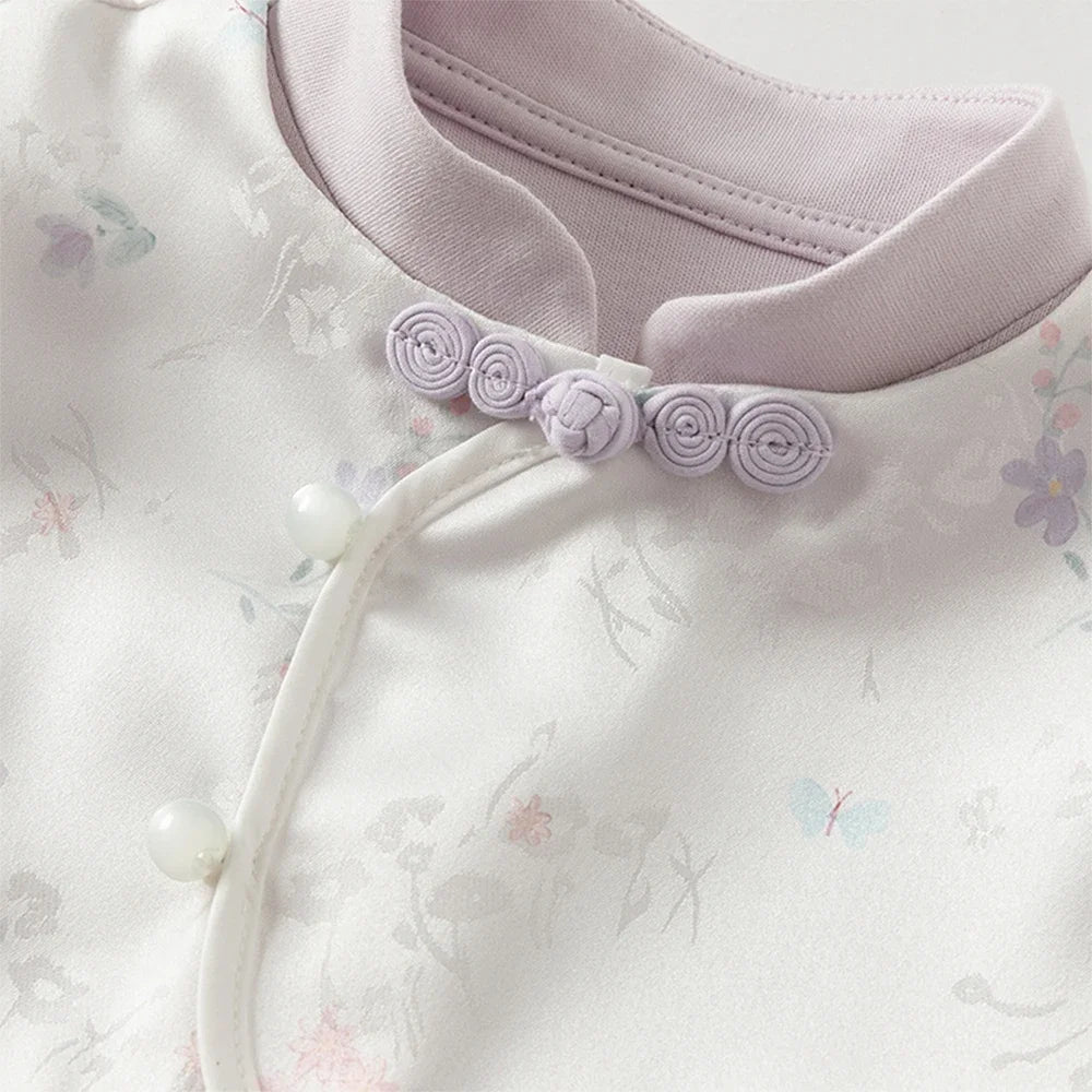Dave Bella Brand Baby Jumpsuit Cute Comfortable Purple Print Cotton Newborn